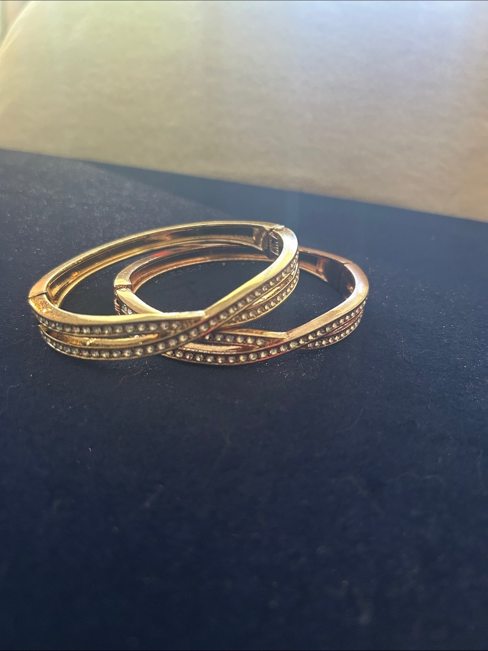 Gold-Tone Crystal Crossed Bangle Bracelets - Women's Jewelry
